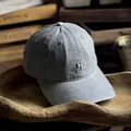 Minimalist washed vintage baseball cap in dark grey with silver metal H logo detail - M (56-58cm) / Gray