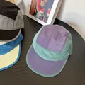 Outdoor color-block ripstop nylon camp cap with breathable mesh and 5-panel sunshade design - M (56-58cm) / Purple
