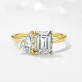 Toi et Moi gold ring featuring pear and emerald cut zircons in a minimalist luxury design - US 5 / Gold