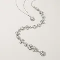 Collier de dos de mariée argenté avec cristaux étincelants pour robes de mariée dos nu - Style de Collier de Dos en Strass Argenté