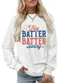 Sweat-shirt gris clair à manches longues avec un motif de baseball Hey Batter Batter - S / Blanc Cassé