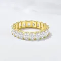 Elegant gold-plated eternity ring with rectangular baguette zircons and full pave stones - US 4 / Yellow