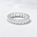 Elegant 925 sterling silver eternity ring featuring radiant cut cubic zirconia stones - US 4 / White