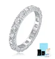 Elegante anello eternity in argento sterling S925 con zirconi rotondi e brillanti - Taglia US 5 / Anello + Certificato GRA + Confezione Regalo / Bianco (R12880)