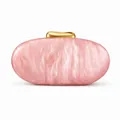 Chic pink marble pattern acrylic shell clutch bag with a sleek gold metal clasp lock - Pink