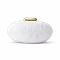 Elegant white marble acrylic shell evening clutch with luxury gold metal clasp for women - White