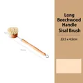 Long handle beechwood cleaning brush with natural sisal bristles and hanging loop - Long Handle Beech Wood Sisal Brush