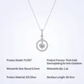 Κολιέ από ασήμι 925 με μενταγιόν moissanite 6,5 mm και χοντρή επίστρωση χρυσού υψηλής ποιότητας - P13587 Κύκλος Halo 1ct