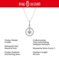Collier en argent 925 avec pendentif en moissanite de 6,5 mm et plaquage en or épais - P13587 Halo Circulaire 1ct