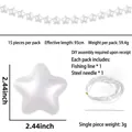 DIY pearl star garland kit with 15 white stars and clear fishing line for party decor - Star Shape / Pearl White