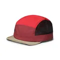 Detail of 5-panel outdoor cap showing breathable black mesh side panels and khaki brim - M (56-58cm) / Red Top Wine Red Hat