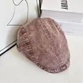 Vintage braune Schirmmütze aus gewaschener Baumwolle mit klassischen Nähten für Damen - M (56-58cm) / Kaffeebraun