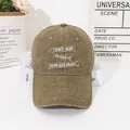 Vintage washed olive green cotton baseball cap with embroidered patches and distressed style - M (56-58cm) / Camel