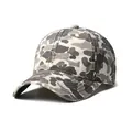 Detail of camouflage canvas baseball cap with reinforced stitching and top button - M(56-58cm) / Beige