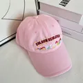 Schattige roze honkbalpet met geborduurd paddenstoelontwerp en kleurblokken - M / Roze