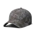 Detail of camouflage baseball cap with heavy canvas texture and reinforced stitching - M(56-58cm) / Gray