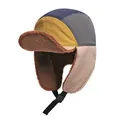 Cappello da aviatore invernale patchwork con paraorecchie e calda fodera in pelliccia sintetica - M / Parte Superiore Grigio