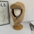 Winter warm sherpa aviator hat with ear flaps in khaki, stylish thermal trapper cap - M / Khaki