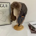 Winter faux leather trapper hat with warm faux fur lining and windproof earflaps for outdoor - M (56-58cm) / Coffee