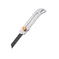 Industrial stainless steel utility knife with brass locking knob and black blade - A369 Style (A369) / Natural