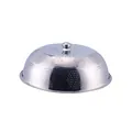 Cloche alimentaire ronde en inox avec trous d'aération fins et une poignée polie - Couleur Naturelle (A404) / Argenté