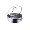 SUS 304 stainless steel hot pot with S-shaped divider and transparent glass lid - 304 Encapsulated Base Divided Pot (A426) / Natural