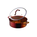 Dual-sided 304 stainless steel hot pot with orange gradient finish and glass lid - 304 Encapsulated Base Divided Pot (A426) / Magic Red