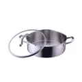 SUS 304 stainless steel stockpot with glass lid and dual metal handles on white background - 304 Encapsulated Base Clear Pot (A425) / Natural