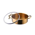 Elegant gold stainless steel hot pot with dual handles and tempered glass lid - 304 Encapsulated Base Clear Pot (A425) / Gold