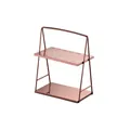 Rose gold two-tier stainless steel cutlery holder with handle and ventilated upper shelf - Cutlery Rack - 36-piece Set C - Rose Gold