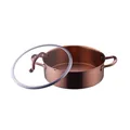 Deep 304 stainless steel hot pot in rose gold finish with a tempered glass lid - 304 Encapsulated Base Clear Pot (A425) / Rose Gold