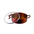 304 stainless steel hot pot with iridescent color finish and glass lid - 304 Encapsulated Base Clear Pot (A425) / Magic Red