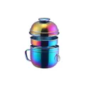 Rainbow PVD stainless steel lunch box with layered structure and folding handle - AB Color