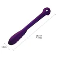 Deep purple silicone fish scale scraper with ergonomic long handle and hanging hole - Standard - Purple