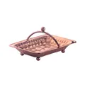 Rectangle hammered stainless steel serving tray with arched handles in rose gold finish - Rose Gold