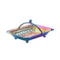 Iridescent hammered stainless steel rectangular tray with handle and ball feet support - AB Color