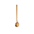 Matte gold finish 304 stainless steel coffee spoon with long round handle and circular head - Gold