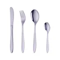 Set posate da 4 pezzi in acciaio inossidabile placcato viola con finitura a specchio - Argento (C296D)