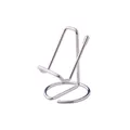 Sleek silver metal wire desktop stand for mobile phones and tablets with stable base - Natural