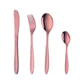 Set posate da 4 pezzi in acciaio inossidabile oro rosa con finitura a specchio - Oro Rosa (C296D)