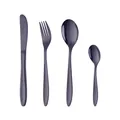 Set posate in acciaio inossidabile viola scuro con coltello forchetta e cucchiai - Nero (C296D)