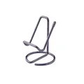 Minimalist metal phone stand in dark gray finish with sleek iron wire design - Black