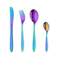 Rainbow plated stainless steel cutlery set with mirror finish and vibrant gradient colors - Rainbow (C296D)