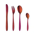 4-piece stainless steel cutlery set with vibrant orange to purple gradient finish - Gradient Red (C296D)