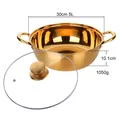 Marmite dorée en acier inox 304 de 5L avec couvercle en verre et diamètre 30cm - Or (Style Pot À Bouillon Clair A270)