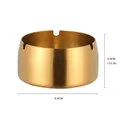 Cendrier en acier inoxydable brossé doré avec trois fentes, diamètre de 9,9 cm - Or (Cendrier A132)