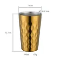 Golden 304 stainless steel tumbler with wave texture and 330ml capacity for daily use - Gold