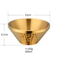 Bol doré en acier inoxydable 304 martelé de 15cm de diamètre et capacité de 600ml - Or (Bol Martelé A360)