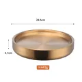 Plateau rond doré en acier inoxydable 304, 28,5 cm, idéal pour hôtellerie et maison - Or (Assiette À Glace A413)