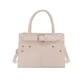 Borsa a mano color bianco crema minimalista con fibbia decorativa e borchie argento - Bianco